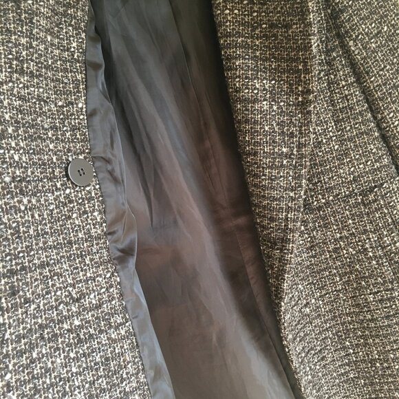 7 For All Mankind Long Tweed Wool Blend Double Breasted High Collar Coat - Picture 7 of 16